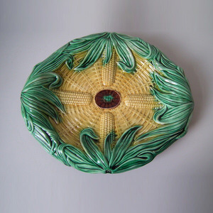 Majolica corn on the cob bread platter