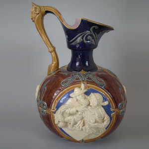 Large Minton Majolica pictorial ewer