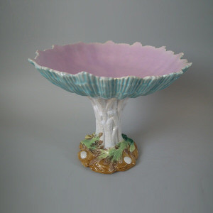 George Jones Majolica Shell and coral compote