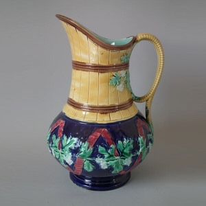 Majolica ribbon & blossom jug