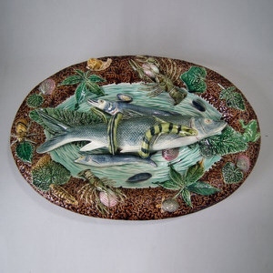 Large Choisy Le Roi Palissy Majolica Fish Platter
