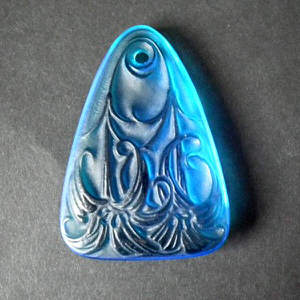 René Lalique Glass 'Lys' Pendant - Electric Blue Colour