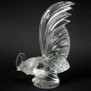 Rene Lalique Clear and frosted Glass 'Coq Nain' Mascot