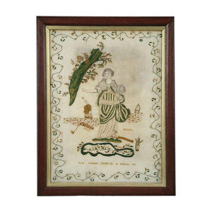 Antique Sampler, 1816 Silkwork 'Britania' Sampler by Mary Atkinson