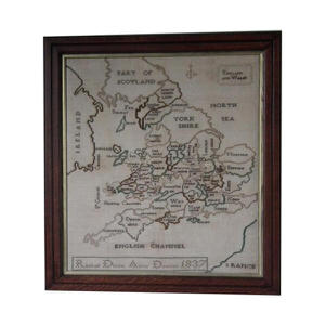 Antique Sampler, 1837 Map Sampler by Rachel Dixon
