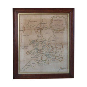 Antique Sampler, 1782 Map sampler by Margaret Watt