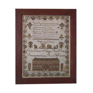 Antique Sampler, 1843 Christchurch School Sampler by Sarah Bryan