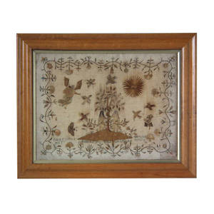 Antique Sampler, 1796 Hair & Silkwork Sampler by Charlotte White
