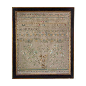 Antique Sampler, 1803 Silkwork Sampler flowers