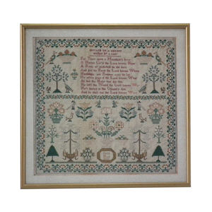 Antique Sampler, 1823 'Epitaph on a Hermit' Sampler by Sally Hunt