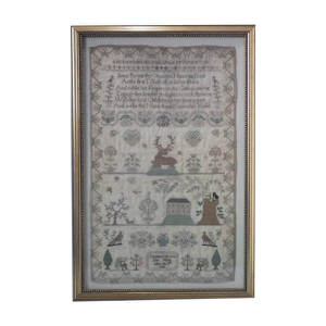 Antique Sampler, 1823 House Sampler by Elizabeth Woolvin