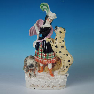 Staffordshire pottery figure - 'Death of Lion Queen'