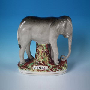 Staffordshire pottery elephant, 'Jumbo', figure