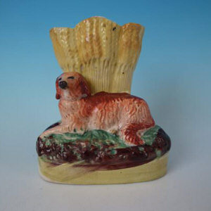 167 Staffordshire Red Setter spill vase