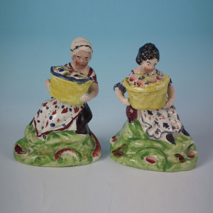 Pair Staffordshire Pearlware fruit pickers
