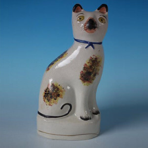 Staffordshire pottery cat figure