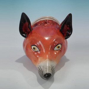 Staffordshire Pottery Stirrup cup modelled as a Fox head