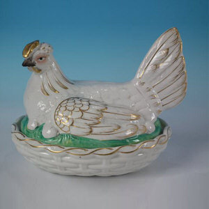 Staffordshire pottery hen on nest tureen