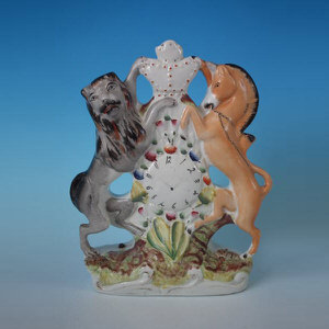 Staffordshire lion & unicorn clock group