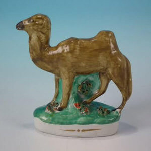 Rare Staffordshire pottery figure of a camel