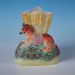 Staffordshire horse with wheat spill vase