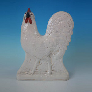 Staffordshire Pottery White & Gilt Cockerel