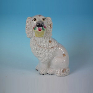 Staffordshire Pottery Flower Basket Spaniel