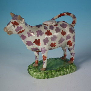 Staffordshire Pearlware Cow Creamer with Lustre Patches