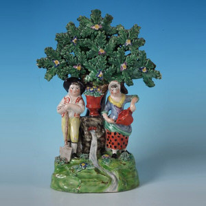 Staffordshire Pearlware Bocage Gardeners figure group