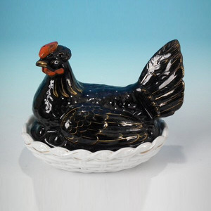 Staffordshire Pottery Jackfield Hen on Nest Tureen