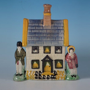 Staffordshire Prattware Pottery House Money Box