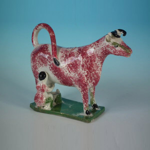 Staffordshire Prattware Cow and Milkmaid Creamer