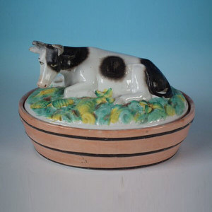 Staffordshire Cow Butter Dish & Cover