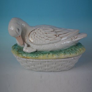Staffordshire Pottery Duck Tureen & Cover