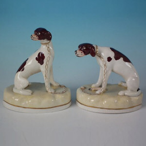 Pair Staffordshire Alcock 'Dismal' Hounds