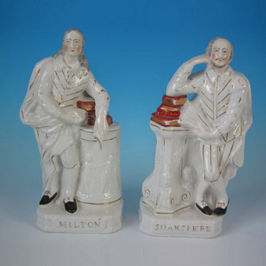 Staffordshire Pottery Shakespeare & Milton Figures