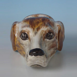 Staffordshire hound head stirrup cup