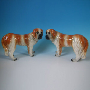 LOT 424 Pair Staffordshire St. Bernards with glass eyes