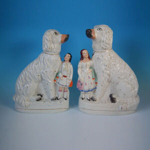 Matched Pair Staffordshire children&Afghan hounds