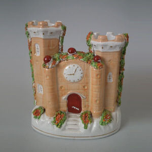 Staffordshire castle clock tower spill vase