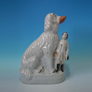 Staffordshire Afghan hound & child figure