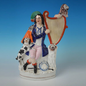 Staffordshire blind harpist figure