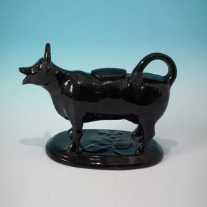 Staffordshire Jackfield cow creamer