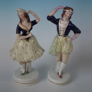 Pair Staffordshire performing dancers
