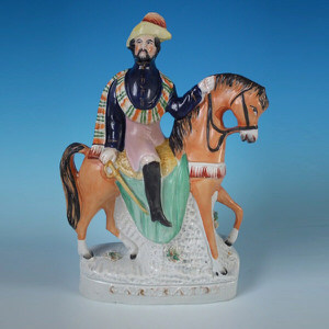 Staffordshire Garibaldi on horse titled figure