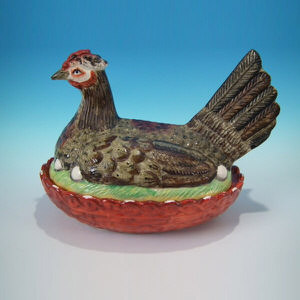 Large Kent Staffordshire hen on nest tureen
