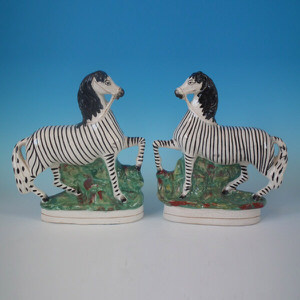 Pair Staffordshire zebras