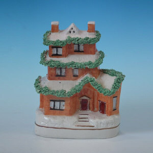Kent Staffordshire snow-covered house money box