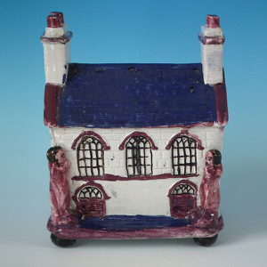 Large Staffordshire Prattware-type money box bank