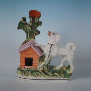 Staffordshire poodle & kennel spill vase